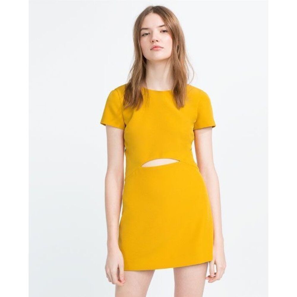 Zara Trafaluc collection yellow front cut-out playsuit size M